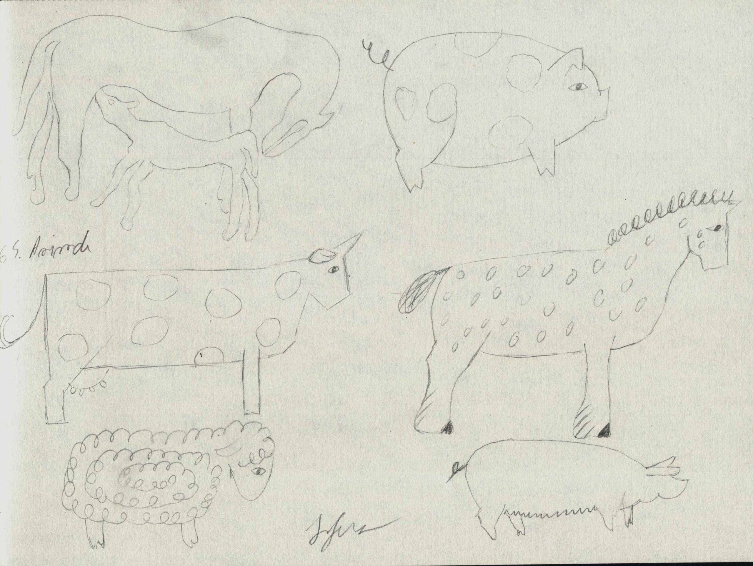 Ferma animalelor desen in creion