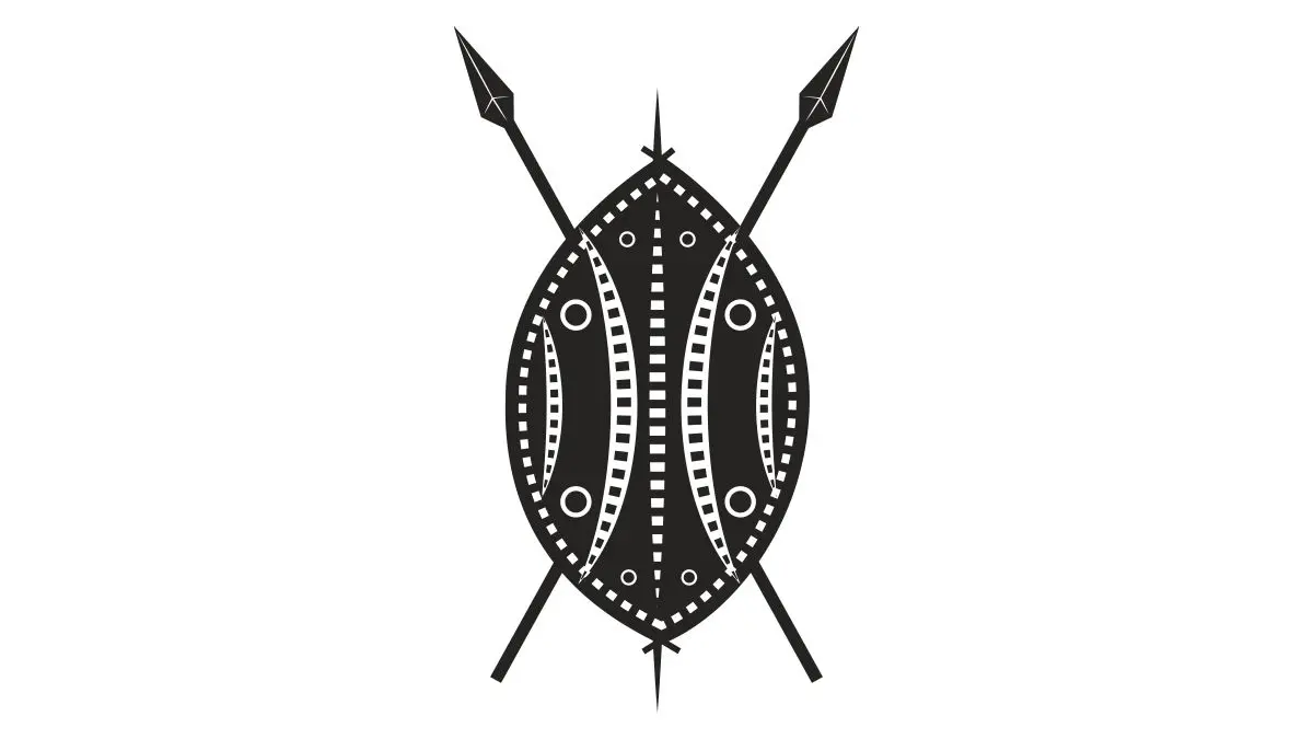 african shields ilustration black and white
