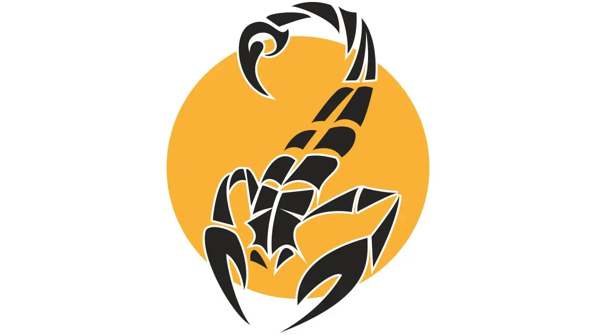 ilustratie scorpion negru pe fundal galben